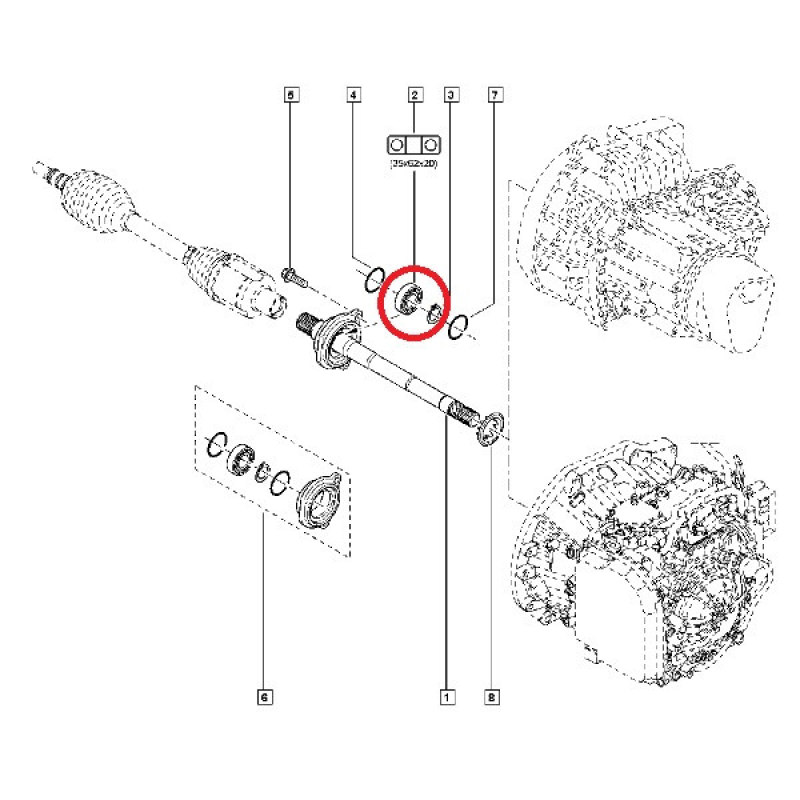 Підшипник підвісний проміжного вала правої напіввісі Renault (Dacia) Duster I, II 2010 - SNR 63007 Франція