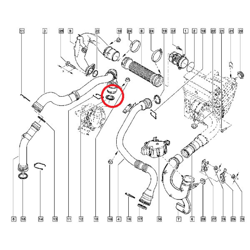 Прокладка патрубка інтеркулера та турбіни Renault Scenic III — 1.5 Dci (K9K) 7701071156 Оригінал