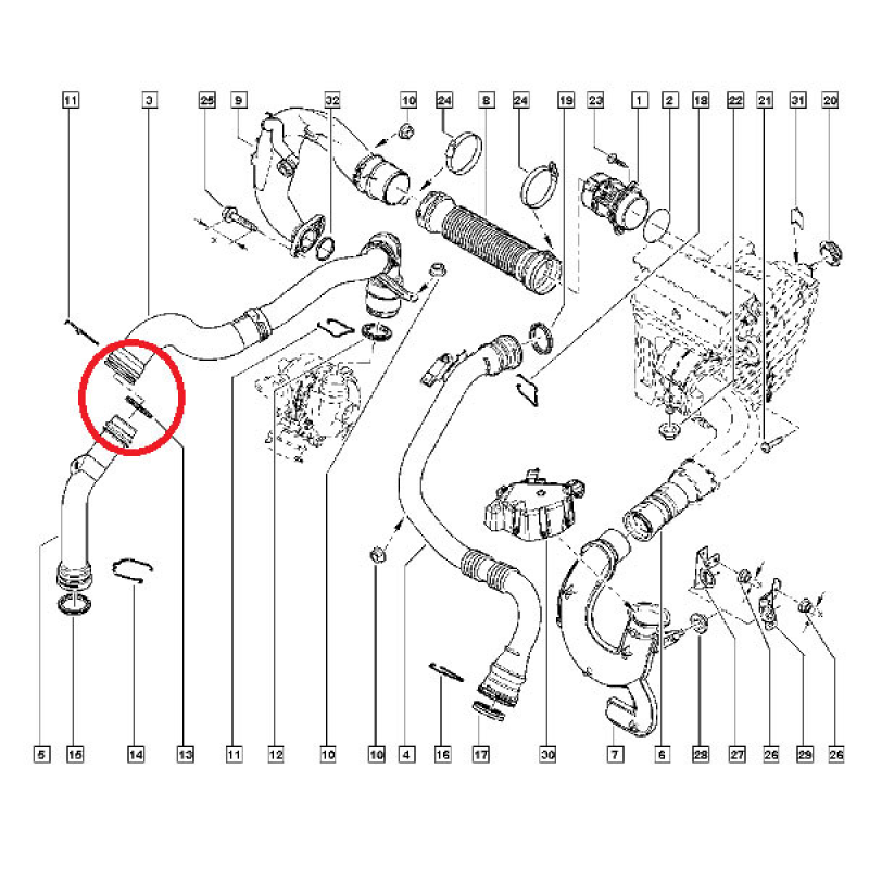 Ущільнювальне кільце патрубка інтеркулера Renault Scenic III — 1.5 Dci (K9K) Оригінал 7701071157
