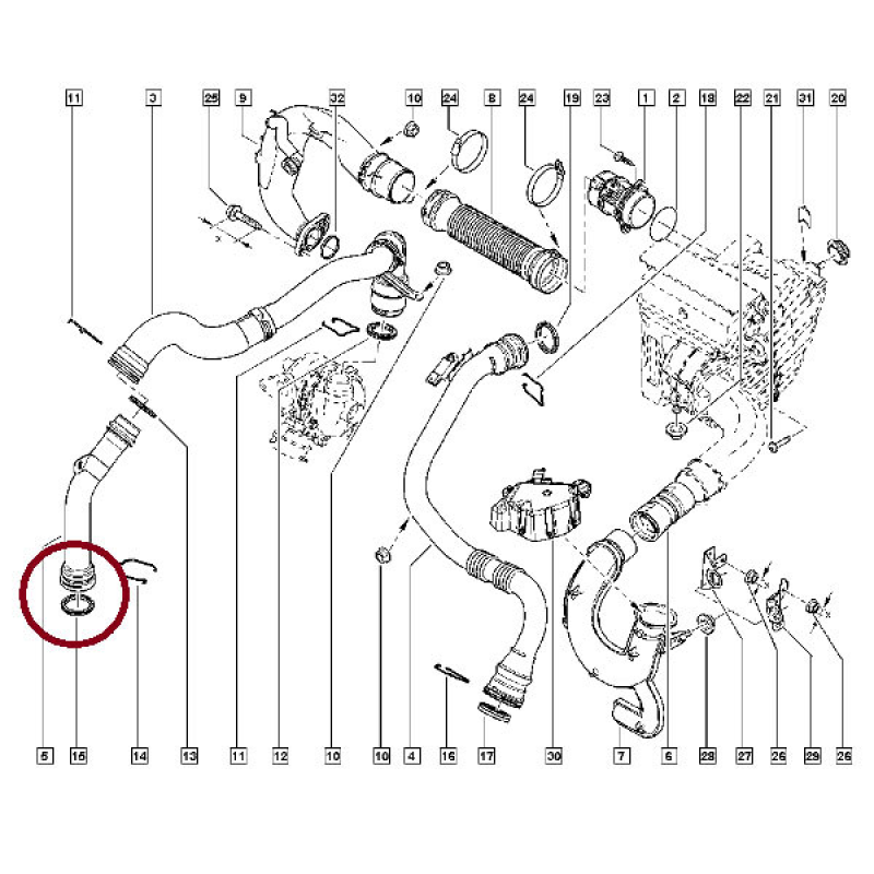Ущільнювальне кільце патрубка інтеркулера Renault Scenic III — 1.5 Dci (K9K) 7701070785 Оригінал