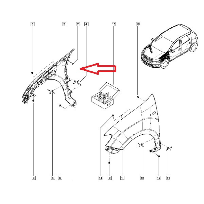 Крило переднє праве Renault Sandero II Stepway — Виробник Рено Франція — 631004482R