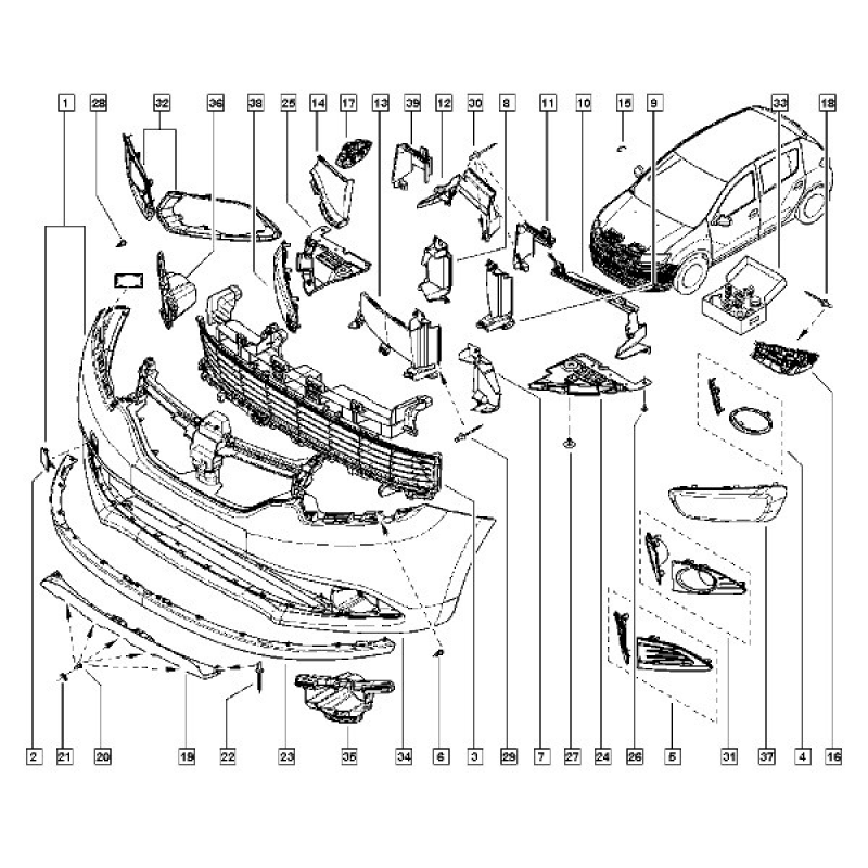 Бампер передній Renault Sandero Stepway II 2013-2015 — Виробник Рено Франція — 620229437R