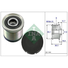 Шків генератора (6-точковий) Renault Megane III / Fluence — 2.0i 16 V (M4R) — INA F-229643.11 Німеччина