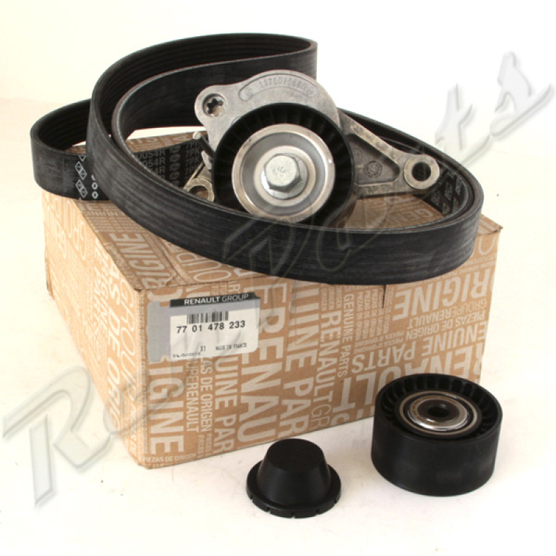 Комплект ременя генератора 7701478233 (ремінь 7PK1705 + ролики) Renault Laguna III 2007- 2.0dci M9R Оригінал