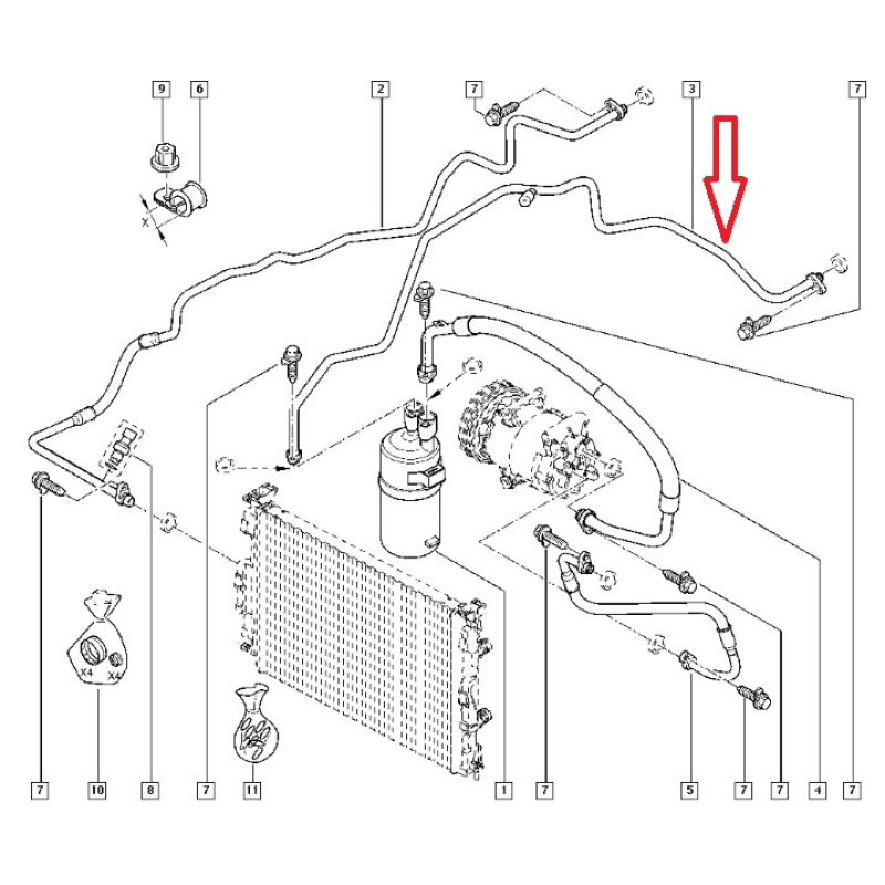 Трубка системи кондиціонування Renault Megane II (Рено Меган 2) — 8200247440 Air Conditioning Pipe