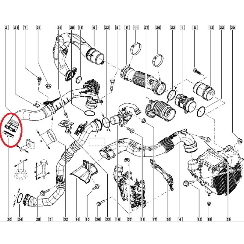 Кільце патрубка інтеркулер-турбіна Renault Duster II 2017- 1.5 dCi (K9K) Original 7701071316