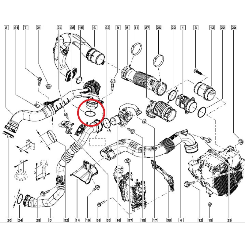 Ущільнювальне кільце патрубка інтеркулера Renault Dokker / Lodgy — 1.5 Dci (K9K) 7701071156 Оригінал