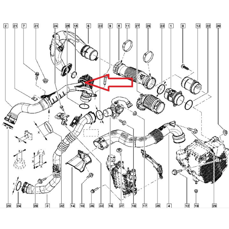 Ущільнювальне кільце патрубка інтеркулера Renault Dokker / Lodgy — 1.5 Dci (K9K) 7701071148 Оригінал