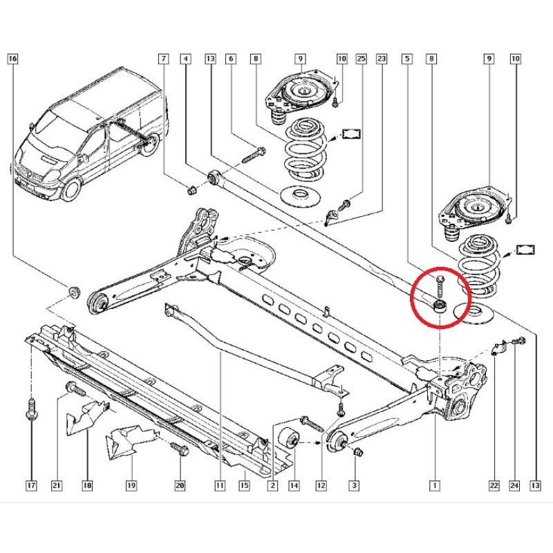 Cайлентблок задньої річкальної тяги (лівий) Renault Trafic II / Opel Vivaro 2001-2013 557290002R Оригінал
