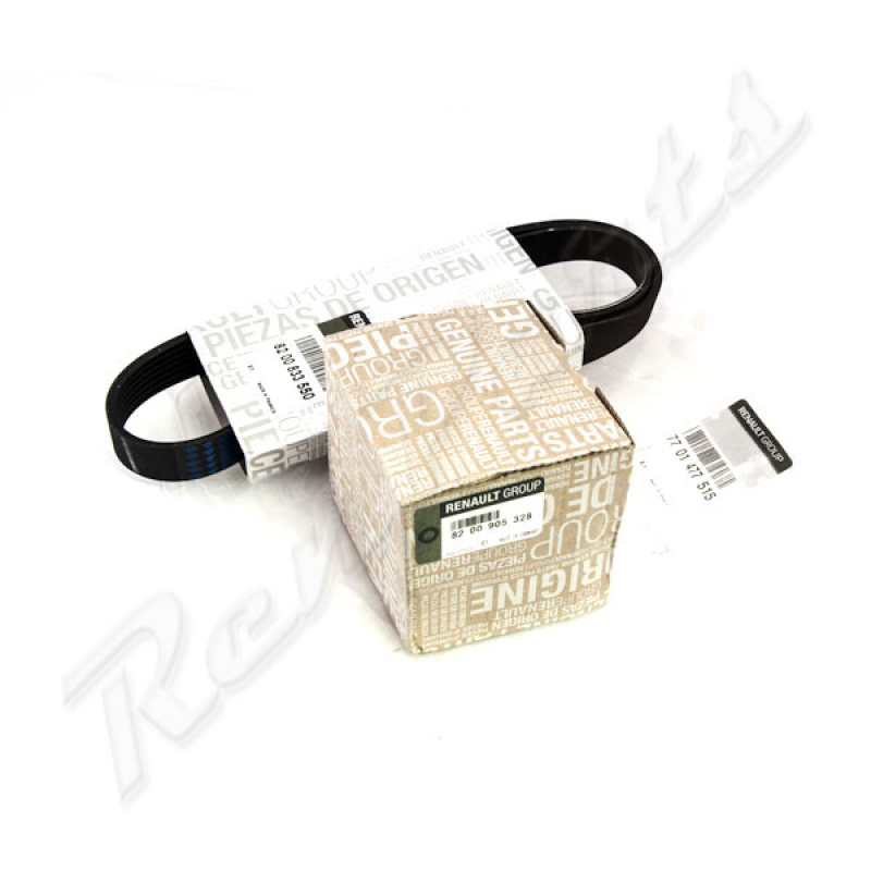 Ремінь + ролик натягувач генератора (кондиціонера) Renault Scenic 2- 2.0i 16V (F4R) +1.9dci (F9Q) 7701477515