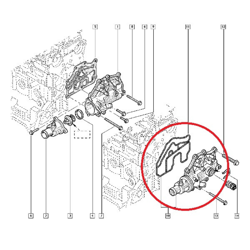 Корпус термостата Renault Scenic II (Рено Сценик 2) 1.6i 16V (K4M) — 8200700092 Оригінал