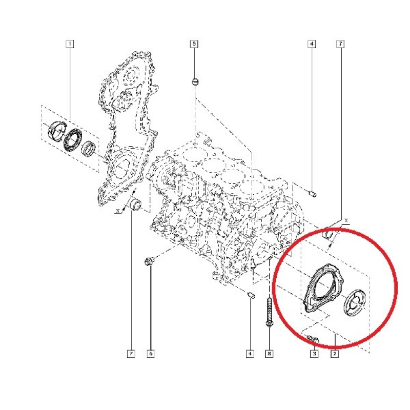 Сальник колінвала задній (94х192/161х10) Renault Trafic / Opel Vivaro 2.0 Dci (M9R) 122975635R Оригінал