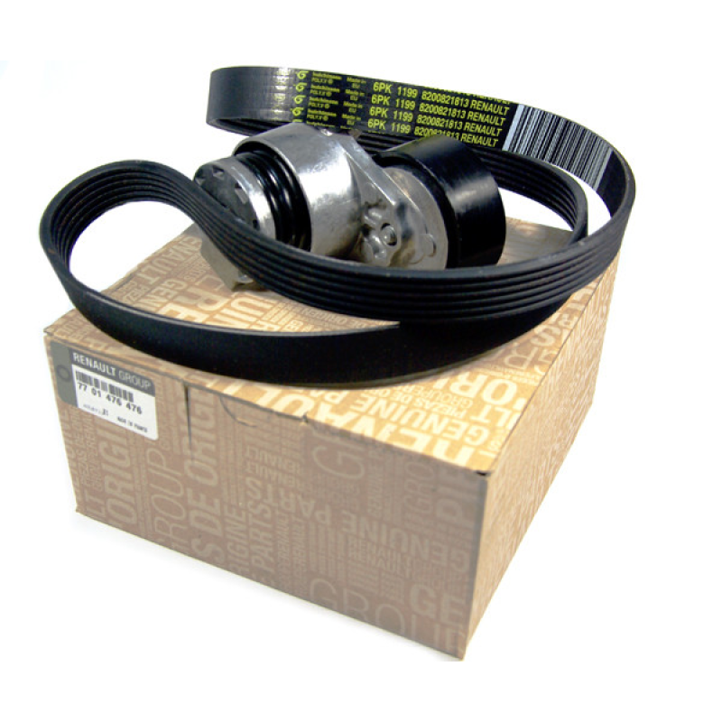 Комплект ременя генератора (ремінь + ролик) Renault Laguna 3 (Рено Лагуна) -1.5 (K9K) —117203694R Оригінал