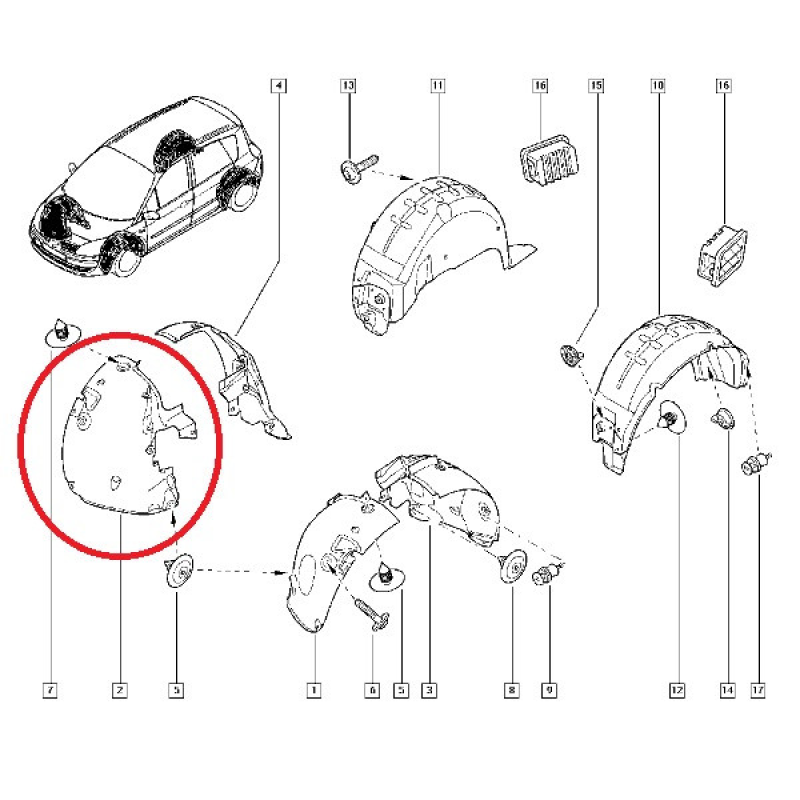 Підкрилок передній правий Renault Scenic II (Роно-Сціник 2) - 8200430600 Оригінал