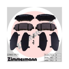Колодки гальмівні передні Nissan Qashqai J11 (Ніссан Кашкай) ZIMMERMANN 22065.175.1 Німеччина