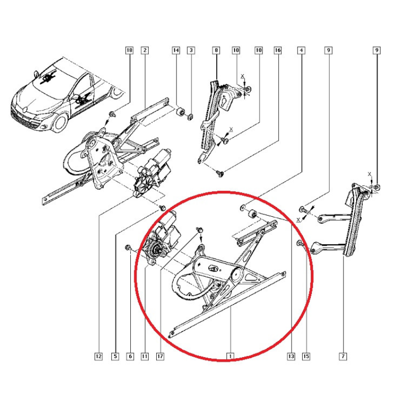 Склопідіймач водійських дверей Renault Megan III / Fluence (Рено Меган 3) — 851032 Valeo Франція