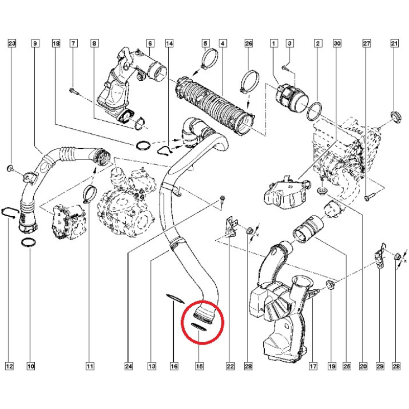 Ущільнювальне кільце патрубка интеркуллера Renault Scenic III - 2.0 Dci (M9R) 7701071318 Оригінал