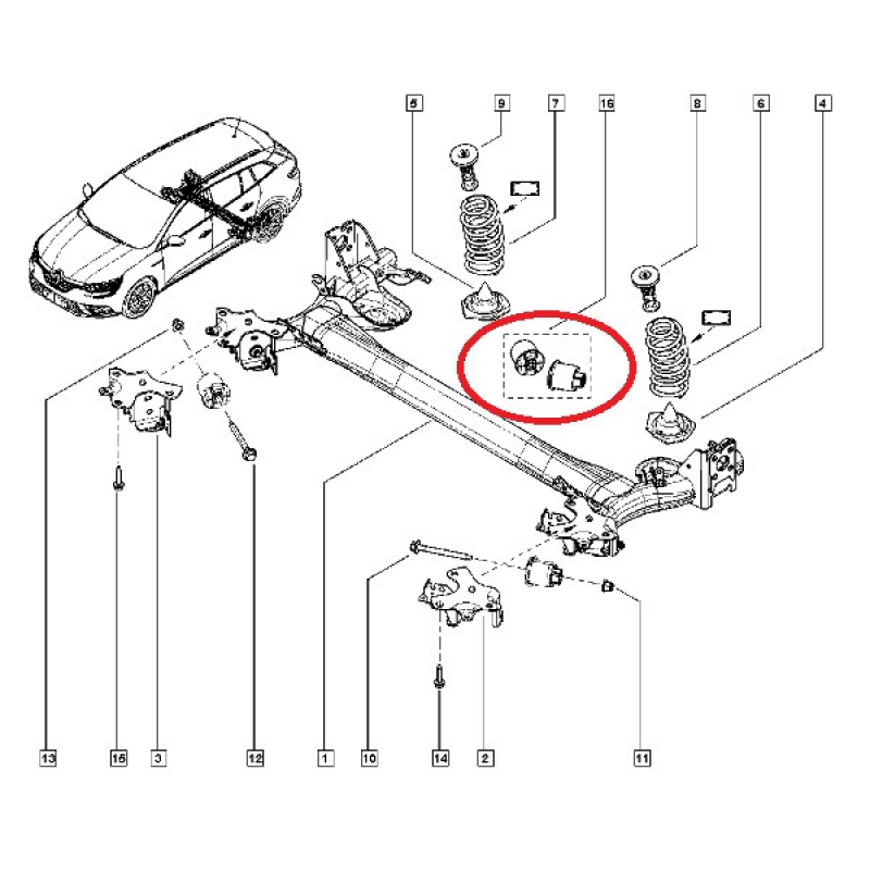 Сайлентблоки задньої балки Renault Megane IV 2016 - 550442806R Оригінал