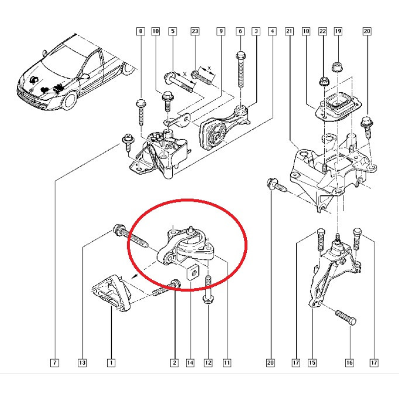 Опора двигуная нижня Renault Laguna III 08- 2.0 Dci (M9R)+ 2.0i (F4R) 546190004R Оригинал