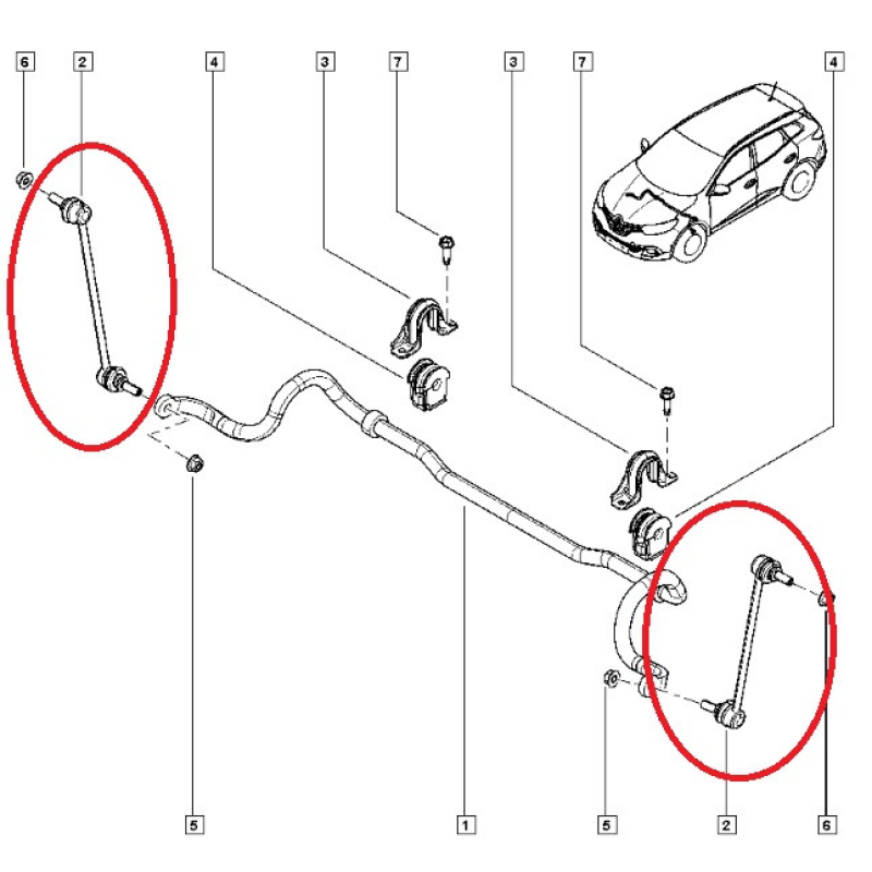 Стоянка ліворуч, права переднього стабілізатора Renault Kadjar (Рено Каджар) 2015- CTR-CLN-38 Корея