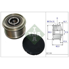 Шків генератора (Mitsubishi) Renault Megane III / Fluence — 1.5 Dci (K9K) INA F-550883 Німеччина