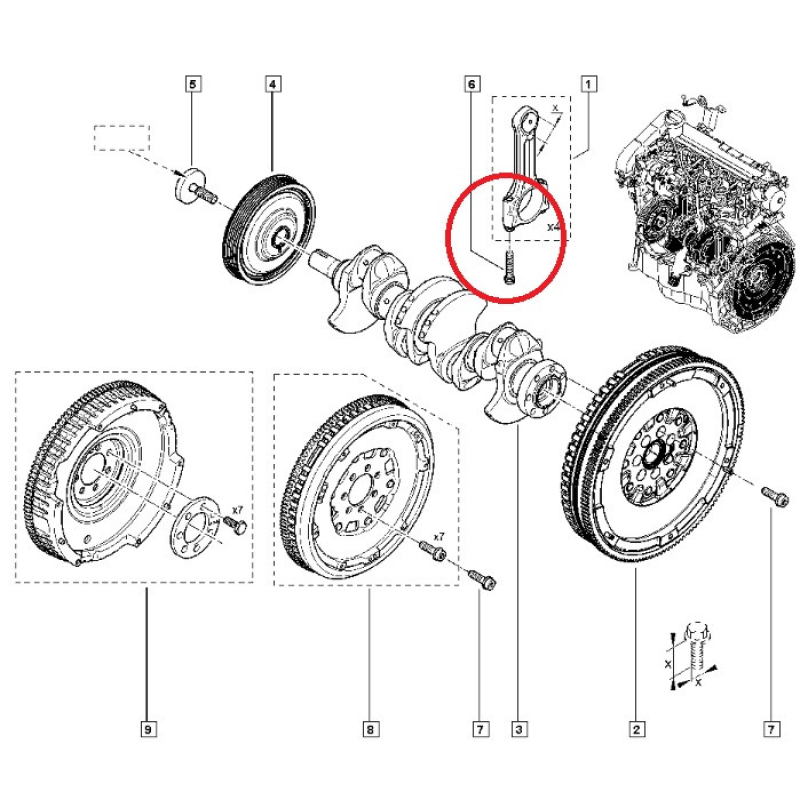 Болт шатуна Renault Duster -1.5dci (K9K). 8200425460 Оригінал