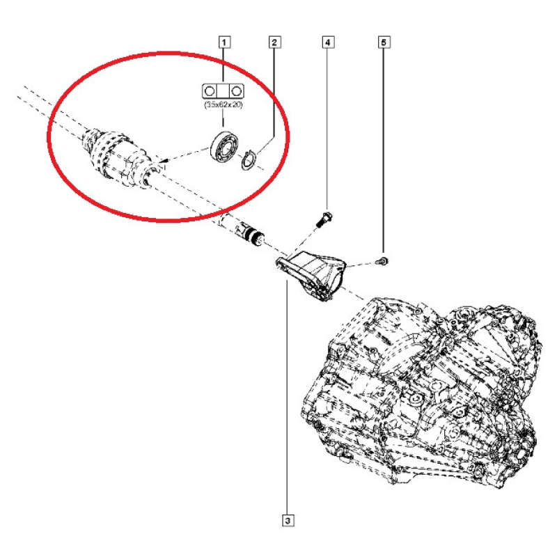 Підшипник підвісний 35x62x20 правої напіввісі Nissan X-Trail (T31) 2007- SNR 63007 Propshaft Centre Bearing