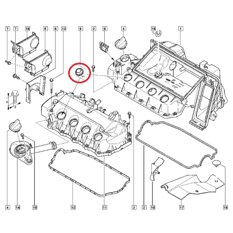 Прокладки свічкових колодязів 4 шт Renault Logan (MCV) / Sandero II (Stepway) 12- 1.2 i (D4F) 7701473164 Оригінал