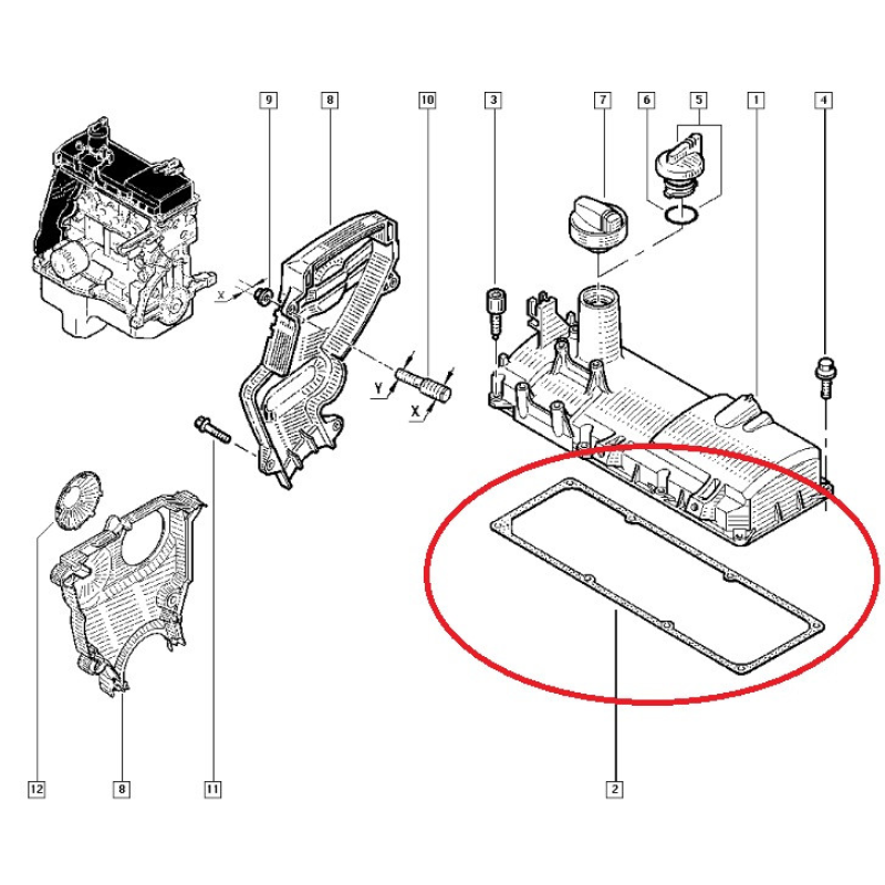 Прокладка клапетаної кришки (метал) Renault Logan / Sandero II — 1.6i (K7M) 8 V 773.700 Elring Німеччина