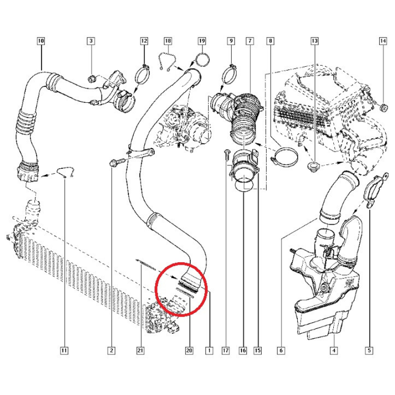 Ущільнювальне кільце патрубка інтеркулера Renault Laguna III- 1.5dci (k9k) +2.0dci (m9r) 7701068601 Оригінал