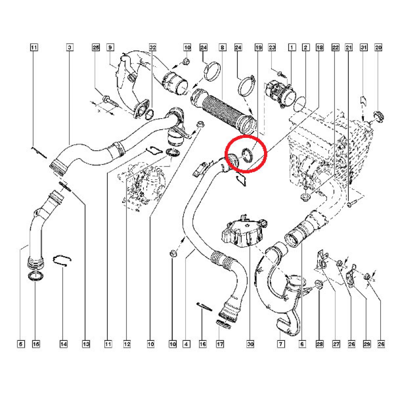 Ущільнювальне кільце патрубка інтеркулера Renault Duster — 1.5 Dci (K9K) 7701071148 Оригінал