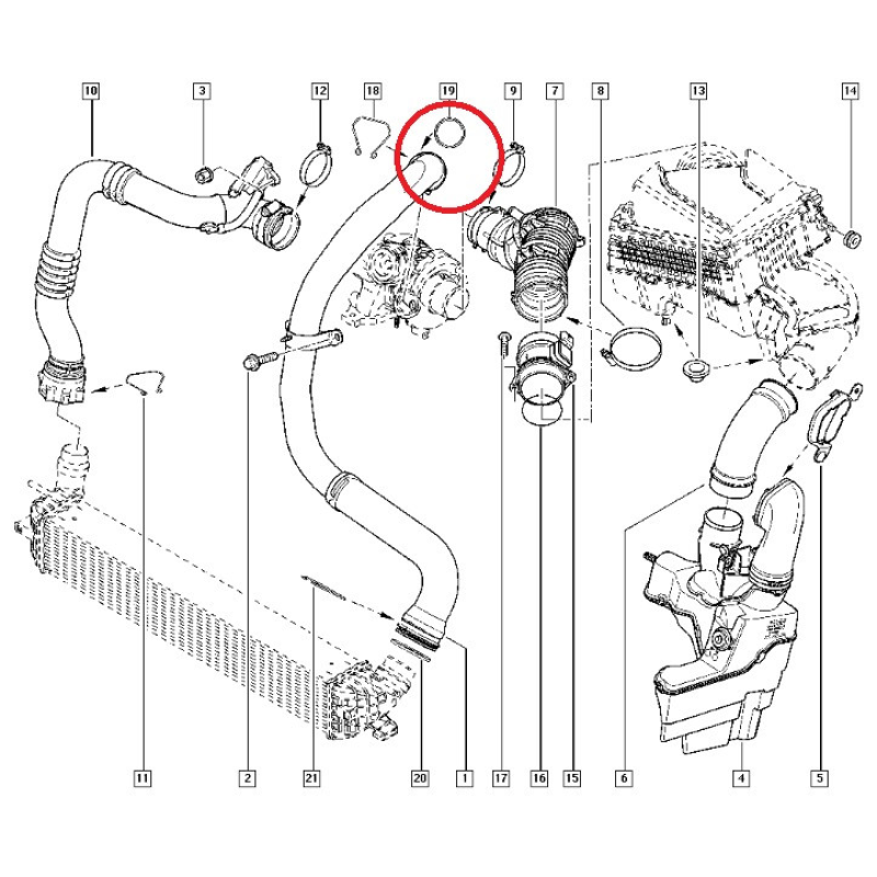 Ущільнювальне кільце патрубка інтеркулера та турбіни Renault Laguna III — 2,0 Dci (M9R) 7701065055