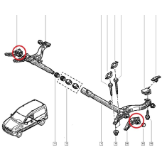 Cайлентблок задньої балки (2 торсиони) Renault Kangoo 1998-2008 Hutchinson Франція 560149