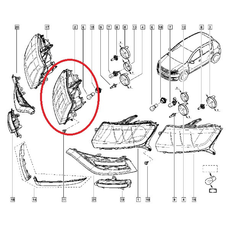Фара передня права Renault Sandero II / Logan II 2013-виробник Рено Франція — 260106223R