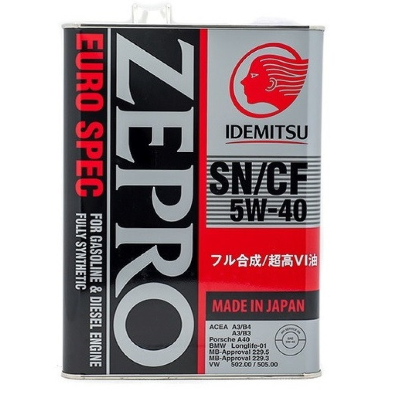 Олива моторна (в двигун) 5W40 4L Idemitsu Zepro Eurospec 5w40 — 100% синтетика (Японія)