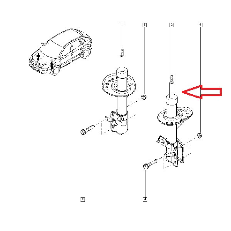 Амортизато передній лівий Renault Koleos, Nissan X-Trail 4x4 і 4x2. Оригінал E4303-3UB0B