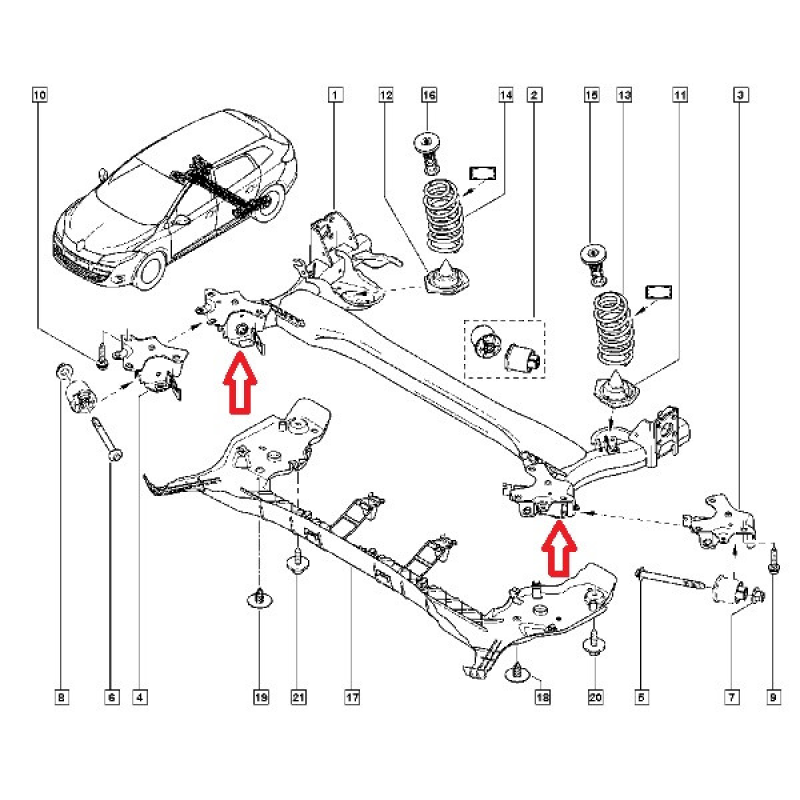 Сайлентблок задньої балки Renault Megane III. Оригінал Renault