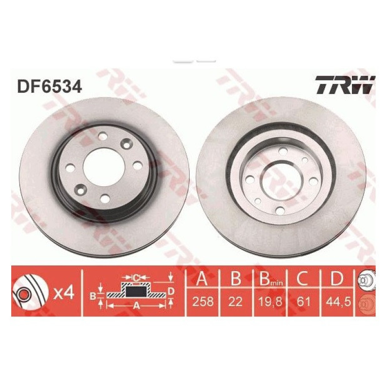 Диск гальмівний (передній) вентильований Renault Logan MCV II, Renault Sandero II. TRW Німеччина
