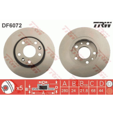 Диск гальмівний (передній) вентильований Renault Fluence / Megane III 2008- TRW Німеччина — DF6072