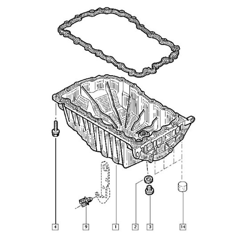 Прокладка піддону Renault Megane II 2.0 i 16V (F4R) 1.9 dci (F9Q). Оригінал Renault 8200282199